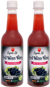 Organic Life Red Wine Vinegar with Mother Non Alcoholic Drink (Made with Black Grapes) -1000 ml ( Pack Of 2 )
