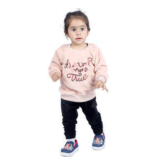 Kid Kupboard Cotton Full Sleeves Light Pink Sweatshirts for Kids Baby Girl's