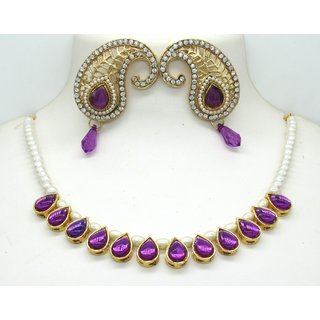                       Purple Pearl Mango necklace set                                              