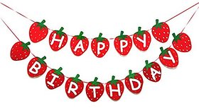 Seyal Birthday Party Decoration - Strawberry Happy Birthday Banner