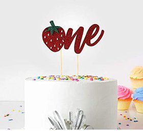 Seyal Birthday Party Decoration - Strawberry One Cake Topper