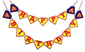 Seyal Birthday Party Decoration - Superman Happy Birthday Banner