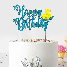 Seyal Birthday Party Decoration - Duck Happy Birthday Cake Topper