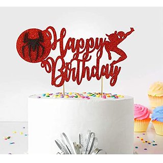                       Seyal Birthday Party Decoration - Spiderman Happy Birthday Cake Topper                                              