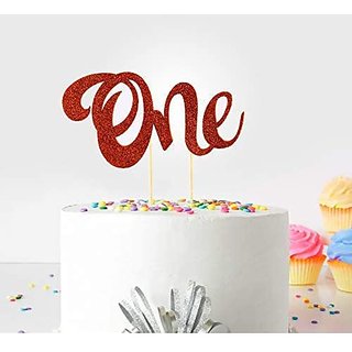                       Seyal Birthday Party Decoration - First Birthday Cake Topper Decoration (Orange) - One - with Double Sided Glitter Stock                                              