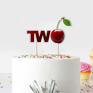                       Seyal Birthday Party Decoration - Cherry Two Cake Topper                                              