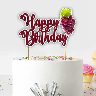                       Seyal Birthday Party Decoration - Grapes Happy Birthday Cake Topper                                              