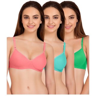                       DeVry  Padded Seamed Multicolor Cotton Casual Bra Multicolors (Pack Of 3 Pc)                                              