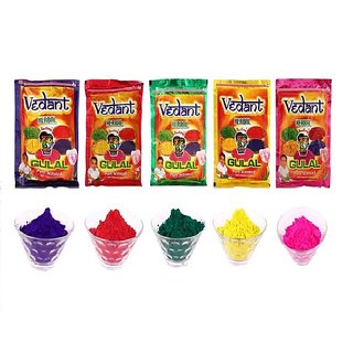 Vedant Herbal Gulal (Pack of 5, Assorted Colours)