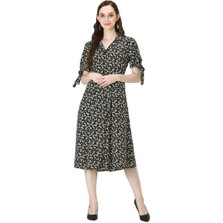                       Women Regular Fit Printed Calf Length Dress                                              