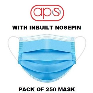 APS Melt-Blown Fabric Disposable 3 Ply Surgical Mask (Blue, Pack of 250) For Unisex