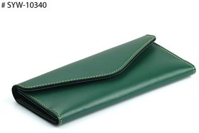 Eleegance Stylish Women's Green PU Leather Hand Clutch Wallet Purse with Multi-Card Slots I Daily use Fashionable card h