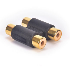 YASH VISION - Gold Plated - 2-RCA to 2-RCA Jointer Coupler Adapter