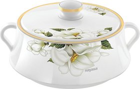 Nayasa Lorenzo Casserole White & Green Color 2000 Ml Serve Casserole(2000 Ml)