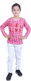 Kid Kupboard Cotton Full-Sleeves T-Shirt For Girl's (Pink)