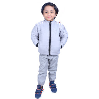 Kid Kupboard Cotton Full Sleeves Light Grey Jackets for Kids Boy's