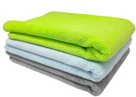 Microfiber Cloth 3 pcs 40x40 cms 340 GSM Multi-Color Multipurpose Cloths Microfiber Towels for Car Bike kitchen Cleaning