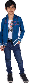 Kid Kupboard Cotton Full Sleeves Blue Jackets for Kids Boy's