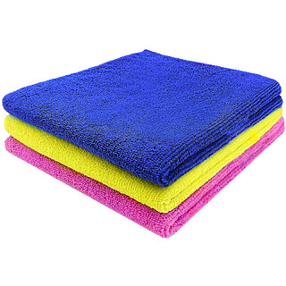 Microfiber Cleaning Cloths, 3pcs 40x40cms 340GSM Multi-Colour Wash Cloth for Kitchen Car Window Stainless Steel Cleaning