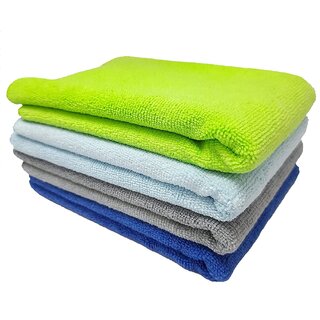 Microfiber Cleaning Cloths, 4pcs 40x40cms 340GSM Multi-Colour Wash Cloth for Kitchen Car Window Stainless Steel Cleaning