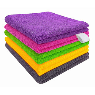 Microfiber Cleaning Cloths 5pcs 40x40cms 340gsm Multi-colour Wash Cloth For