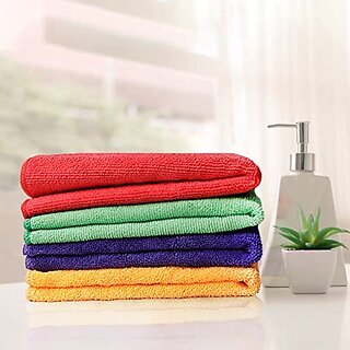                       Microfiber Cloth 4 pcs 40x40 cms 340 GSM Multi-Color Multipurpose Cloths Microfiber Towels for Car Bike kitchen Cleaning                                              