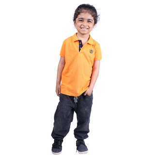                       Kid Kupboard Cotton Half Sleeves Light Orange T-Shirts for Kids Boy's                                              