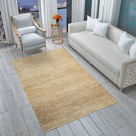 Hand Made Hnad Knotted Sumcak Jute Floor Carpet With Long Life Uses Carpet (152x244 cm, 5x8 feet  rectangular Beige Jute