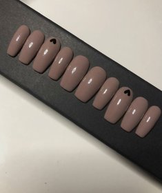 Brown heart printed fancy nails superior quality easy to use nails with 2 gm glue and mini filer (pack of 12 nails )