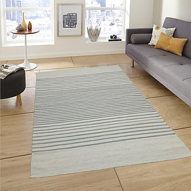 Hand Made Woolen Floor Carpets, Long Life Uses Carpet and Rug  (152x244 cm, 5x8 feet ,White/Grey Unique design  best Qu