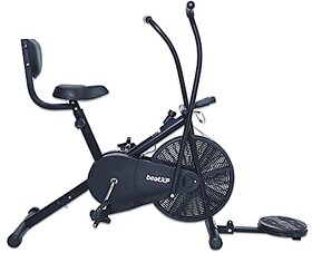 beatXP Full Body Workout Gym Fitness 4M Air Bike Exercise Cycle with Adjustable Seat Back Support Tummy Twister and Moving Handles (Black) With 6 Months Warranty