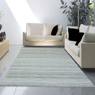 Hand Made Woolen Floor Carpets , Reversible Rug  (152x244 cm, 5x8 feet  rectangular Gray High Quality Carpet)