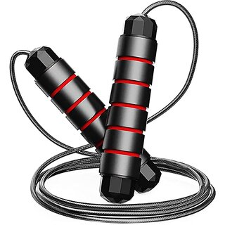 beatXP Premium Skipping Rope for Men, Women & Children - Jump Rope for Exercise Workout & Weight Loss - Tangle Free Jumping Rope (Black & Red)