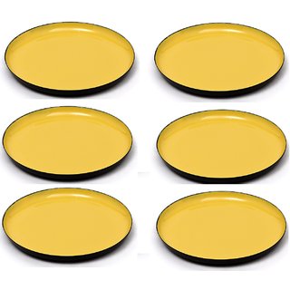 OPAXA-(Set of 6) Enamel (Meena) Round Serving Tray Exclusive Export Quality Metal Handcrafted for Pastries, Muffins etc.