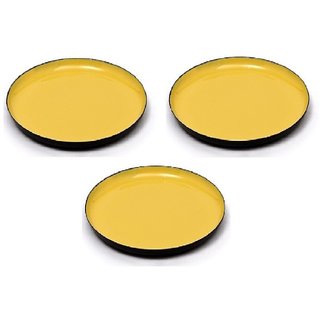 OPAXA-(Set of 3) Enamel (Meena) Round Serving Tray Exclusive Export Quality Metal Handcrafted for Pastries, Muffins etc.