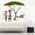 Walltola PVC Vinyl Wall Stickers Artistic Tribal Ladies with Animals Nature (90 x 100 Cms, Multicolor)