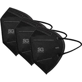                       SG HEALTH N-95 Face Mask Reusable(Black, Free Size, Pack of 3)                                              