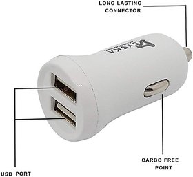 Syska 2.1 Amp Turbo Car Charger(White, With USB Cable)