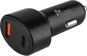 Syska 3 Amp Qualcomm 3.0 Turbo Car Charger(Black, With USB Cable)