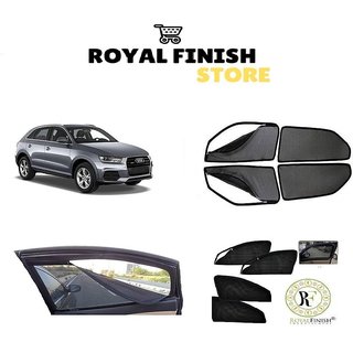                       Royal Finish Car Window Sunshades/ Curtain Zipper Magnetic Front Two Side Zipper And Rear Non Zipper For AUDI Q3 Net Fab                                              