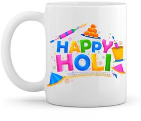 Ceramic traditional happy holi printed Gifting Mugs - Pack of 1