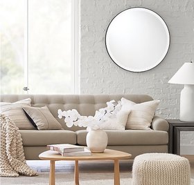 OPAXA LIVING - Silver Round Decorative Hanging Wall Mirror for Decorating Rooms  Vacant Spaces Medium 16