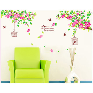                       JAAMSO ROYALS Vinyl Flowers Birds Decorative Peel And Stick Decorative Wall Sticker (60 CM X 90 CM)                                              