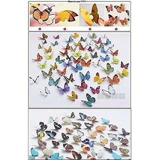                       JAAMSO ROYALS MultiColour Decorative Vinyl Self Addhesive Waterproof Butterfly Wall Sticker ( 21 CM x 30 CM )                                              
