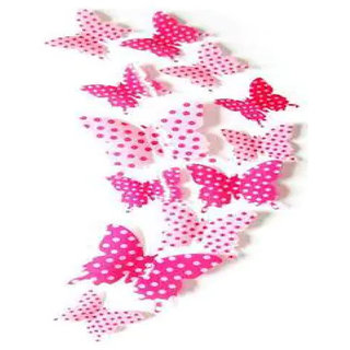                       JAAMSO ROYALS Dotted Pink Decorative Vinyl Self Addhesive Waterproof Butterfly Wall Sticker (13 CM x 15 CM )                                              