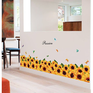                       JAAMSO ROYALS Sun Flower Skirting line Vinyl Self Adhesive Waterproof Wall Sticker (50 CM X 70 CM)                                              