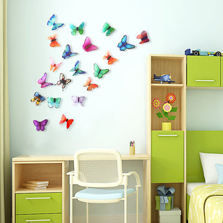                       JAAMSO ROYALS Colourful  Decorative Vinyl Butterfly Wall Decals wall Sticker( 30 CM x 21 CM )                                              