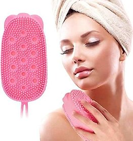 thriftkart Silicone Quick Foaming Bubble Bath Brush Rubbing Body Massage Cleaner Bathroom Brush (Pack of 1)