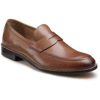 Genuine Leather Tan Penny Loafers