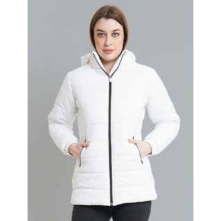 Kotty Womens Full Sleeves White Puffer Jacket